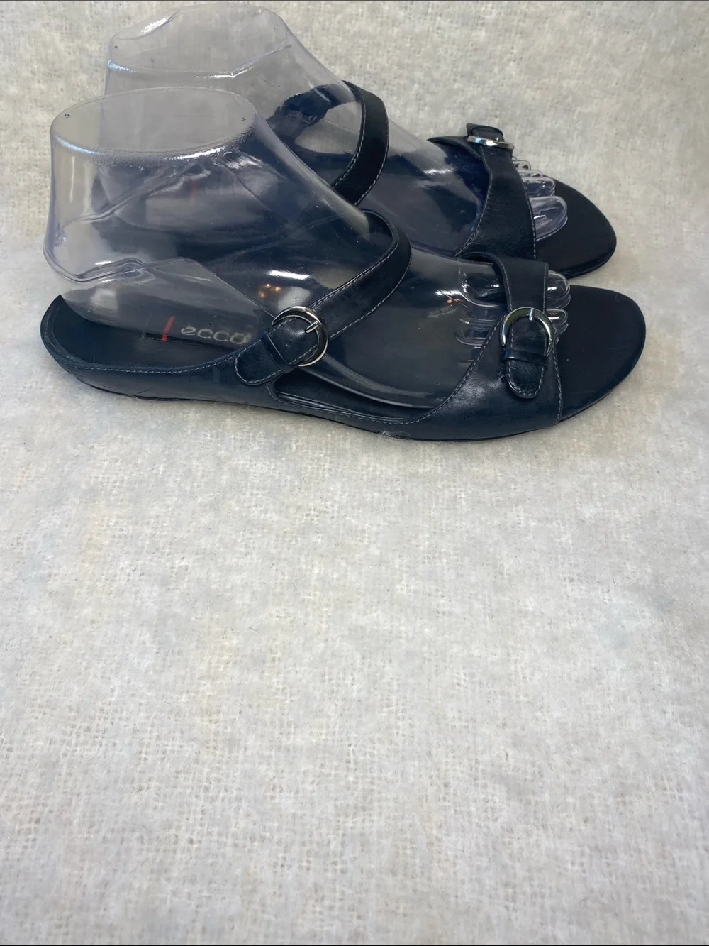 Ecco Women's Black Two-Strap Buckle Sandals